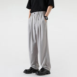 Wiaofellas Spring Summer Men's Oversize Suit Pants Japan Style Casual Work Long Loose Solid Trousers Elastic Waist Wide Leg Bottoms Man