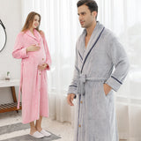 Wiaofellas Winter Warm Flannel Buttons Bathrobe Female Hooded Loose Lengthen Thicken Solid Robes For Pregnant Woman Couples Night Dress 3XL