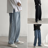 Wiaofellas Retro Black Jeans Men High Street Fashion Brand Streetwear Men's Loose Straight Trousers Hip Hop Korean Style Denim Pants Women