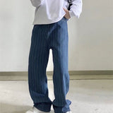 Wiaofellas Men Clothing Loose Striped Straight  Jeans Fashion Casual Men Pant Denim Streetwear Wide Leg Pant Loose Cargo Harajuku Trousers