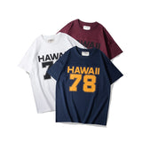 Wiaofellas 200G Hawaii78 Letter T-shirt Summer Fashion Men's O-neck Casual Loose Pullover Tops Teens Short Sleeve Streetwear Daily Tee