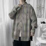 Wiaofellas Harajuku Plaid Shirt Men Hip Hop Flannel Checked Over Size Shirt High Quality Spring New Oversize Streetwear Green Retro Blouses