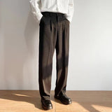 Wiaofellas Men's Brown Retro Hip Hop Streetwear Suit Pants High-quality Vintage Casual Pants Fashion Trend Loose Trousers Size S-3XL