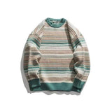 Wiaofellas Winter Men's Thickened In Warm Coats Striped Printing Wool Sweaters Fashion Trend Loose Knitting Round Neck Pullover M-2XL