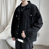 Wiaofellas Black Denim Short Jacket Men Jeans Jacket Coats Casual Windbreaker Pockets Overalls Bomber Streetwear Man Clothing Outwear