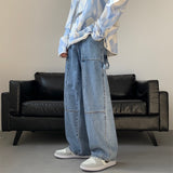 Wiaofellas Blue White Black Baggy Jeans Men Fashion Casual Wide Leg Jeans Men Streetwear Loose Hip Hop Straight Denim Pants Mens Trousers