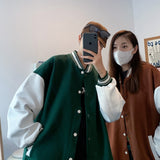 Wiaofellas Campus Couple Single-breasted Varsity Clothing Spring and Autumn New Active Jacket Lightweight and Thin Baseball Jacket