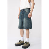 Wiaofellas Summer Men's Denim Shorts Hip Hop Loose Straight Short Jeans Vintage y2k Korean Style Five Quarter Pants Fashion Brand Clothes