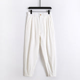 Wiaofellas Summer Ice Silk Ultra-thin Men's Casual Suit Pants 2023 Fashion Zipper Beam Feet Street Harem Ankle Length Trousers Black White