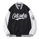 Wiaofellas American retro letter embroidery leather jackets coats women's new street trend all-match baseball uniform couple loose top