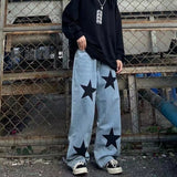 Wiaofellas Men's High Street Fashion Trend Loose Jeans Hip Hop Style Wide Leg Casual Pants Blue Color Oversized Trousers S-3XL