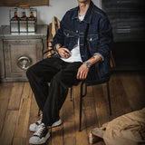 Wiaofellas Men's Fashion Trend Loose Casual Pants Soft Elastic Waist Corduroy Fabric Sweatpants Retro Grey/Black Color Trousers  M-2XL