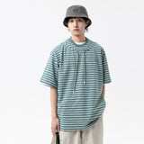 Wiaofellas Summer Tshirt Men Japan Korean Streetwear Fashion Loose Casual Short Sleeve Stripe T-shirt Women T Shirt Couple Tee