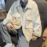 Wiaofellas Men's New Solid Corduroy Jacket Temperament Commuter Retro Casual Loose Street Top Coat