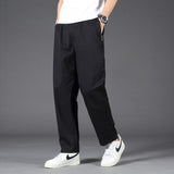 Wiaofellas Men Casual Cargo Pants Four Seasons 95% Cotton Men Trousers Multi Pockets Loose Straight Jogging Pants Middle Aged Men M-6XL