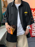 Wiaofellas Breasted shirt men's summer trend top design niche short-sleeved shirt Hong Kong style Japan handsome jacket hiphop streetwear