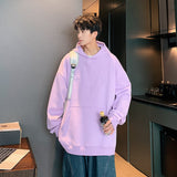 Wiaofellas American Retro Letter Patch Pullovers Autumn New Solid Hip Hop High Street Loose Hoodies Men Trend Oversized Casual Sweatshirt