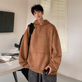 Wiaofellas 5 Color Suede Hoodies Men Fashion Oversized Casual Hooded Sweatshirt Men Streetwear Hip Hop Loose Pullover Hoodie Mens Hoody