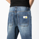 Wiaofellas Spring Summer New High Quality Cotton Jeans Retro Men Length Pants  Loose Straight Casual Men's Jeans Trendy Fashion Harem Pants