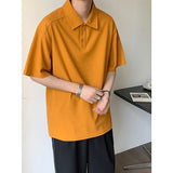 Wiaofellas Summer Short-sleeved T-shirt Men Fashion Casual Oversized T Shirt Men Streetwear Korean Loose Lapel Tshirt Mens Polo Shirt M-2XL