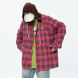 Wiaofellas Spring Summer Trendy Style Baggy Plaid Hooded Shirts Long Sleeve For Men Oversized Fashion Cardigan Blouse High Quality Harajuku
