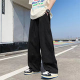 Wiaofellas Spring Cotton Wide Leg Pants Men Fashion Solid Color Casual Pants Men Streetwear Korean Loose Straight Pants Mens Trousers S-5XL