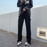 Wiaofellas Streetwear Men New Fashion Jeans Pants Straight Loose High Waist Denim Trousers Classic Casual Solid Color Jeans C209