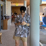 Wiaofellas Summer Short-sleeved Shirt Men Fashion Casual Oversized Printed Shirt Men Korean Loose Ice Silk Shirts Mens Hawaiian Shirt M-2XL