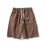 Wiaofellas Men's Shorts Denim Blue Trunks Basic Solid Color Drawstring Short Pants Plus Size 3XL Hip Hop Knee Length Male Trouses