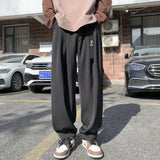 Wiaofellas Spring Autumn Plus Size American Retro Male Vibe Loose Wide Straight Leg Vintage Elastic Waist Casual Pants High Street