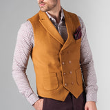 Wiaofellas Men's Vest Wool Double Breasted Formal Casual Business Waistcoat Slim Tailored Sleeveless Jacket Social Chaleco