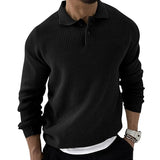 Wiaofellas Europe and The United States Lapel Sweater Men Slim Long Sleeve Knitted Sweater Autumn New Men Clothing