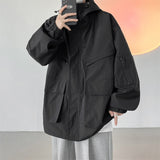 Wiaofellas New Autumn Men's Waterproof Jackets Multiple Pockets Hooded Windbreaker Black Tactical Coats Fashion Oversized Techwear Clothes