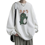Wiaofellas Men's Oversized Hoodie Off White Autumn Hoodies Oversize for Men Funny  Dinosaur Print 5XL Man Casual Wear Hoody Male Sweatshirt