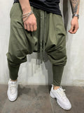 Wiaofellas Mens Clothing Men's New Hip-hop Trend Trousers European American Loose Solid Color Feet Street Sports Casual Harem Pants