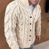 Wiaofellas Spring and Autumn New Men's Knitwear Solid Color Cardigan Long Sleeve Standing Neck Breathable Sweater Mens Casual Coat
