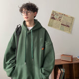 Wiaofellas Spring Autumn City Boy Hoodie Men's Casual Vintage Tide Brand Loose Hoodie Top Black Navy Blue Green Gray