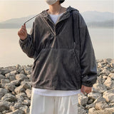 Wiaofellas Men's Fashion Corduroy Hooded Jumper Spring and Autumn Harajuku Hoodie Ins Loose All-match Casual Jacket Thick Hoodie