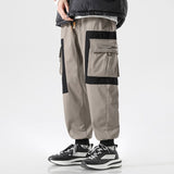 Wiaofellas Winter Men's Multi Pocket Loose Casual Pants Fashion Trend Sweatpants Thickened Plush Overalls Elastic Waist Trousers M-4XL