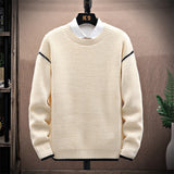 Wiaofellas Spring Autumn New Men's Sweater Trend Thickened Fashion Handsome Sweater Youth Student Knit Solid Color Warm Pullover Top