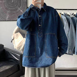 Wiaofellas Men's Loose Oversized Denim Jackets Fashion Trend Outerwear Streetwear Work Pullover Boys' Cowboy Coats Clothes Size S-2XL