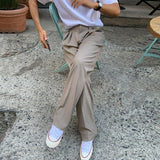 Wiaofellas Dropping Straight Tube Mop Suit Pants Men Women Summer Korean Elegant Baggy Pants High-end Loose Leg Casual Trousers