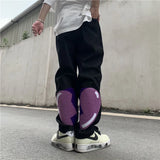 Wiaofellas Men's Jeans Street Love Jeans Men's Hip Hop Patch Heartbreak Straight Pants Hiphop Loose Print High Street Pants