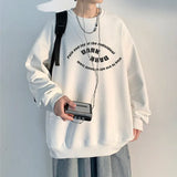 Wiaofellas White Black Gray Hoodie Men's Spring And Autumn Style Round Collar Pullover American Style Oversize Tide Brand Loose Coat S-5XL