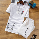 Wiaofellas Retro Chinese Style Zen Tea Shirts Pants Kung Fu Uniform  Medieval Viking Fashion Casual T-shirt Trousers Tang Suit Men Sets