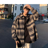 Wiaofellas Y2k Flannel Harajuku Oversized Plaid Shirt 2023 Vintage Korean Fashions Button Up Shirts Long Sleeve Vintage Blouses