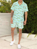 2022 Summer Fashion Men Clothing Beach Outfits Vintage Floral Printed Two Piece Sets Mens Short Sleeve Shirts And Shorts Suits