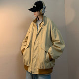 Wiaofellas Cargo Jackets Men Stand Collar S-3XL Teens Japanese Trendy Clothing Unisex Y2k Coats Zip-up Vintage American Streetwear Chaqueta