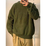 Wiaofellas Winter Men's Casual Retro Wool Sweaters Lazy Style Knitting Fashion Trend Coats Solid Color Round Neck Pullover M-2XL