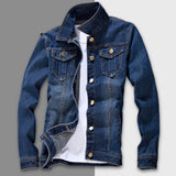 Wiaofellas Teens Denim Jacket Pockets Autumn Winter Dressing Turndown Collar Buttons Jacket Single Breasted Men Jeans Coat  for Working